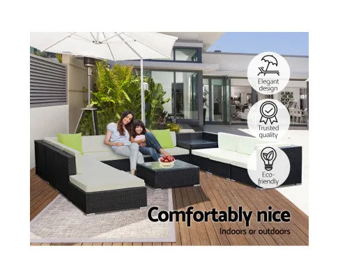 12PC Sofa Set with Storage Cover Outdoor Furniture Wicker