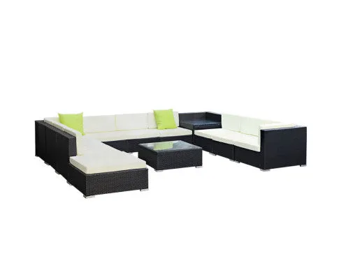 12PC Sofa Set with Storage Cover Outdoor Furniture Wicker