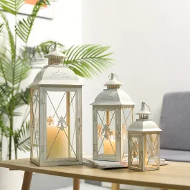 19'' & 13.5'' & 9.5''H Vintage Metal Candle Holder Decorative Hanging Lantern (Set of 3)