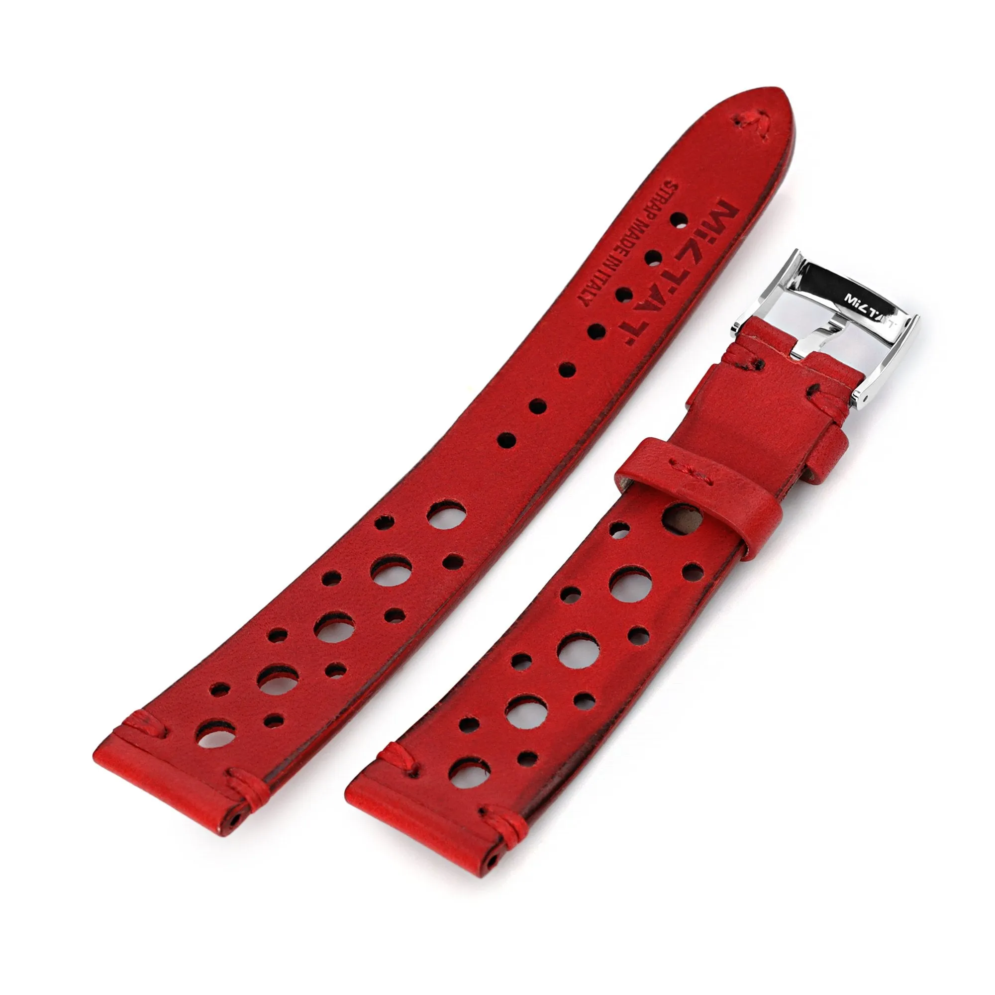 20mm Red Racer Italian Handmade Leather Strap, Polished