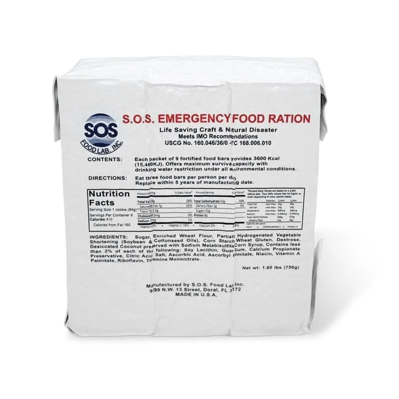 3600 Calorie SOS Emergency Food Ration (Case of 20) - SOS Food Lab