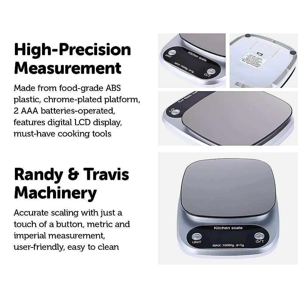 Accurate Digital Kitchen Scale, 10kg Capacity, LCD Display