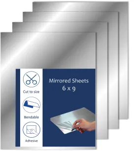 Adhesive Mirror Sheet 6 X 9 Inches Flexible Mirrors Sheets (8 Pack)  Non-Glass