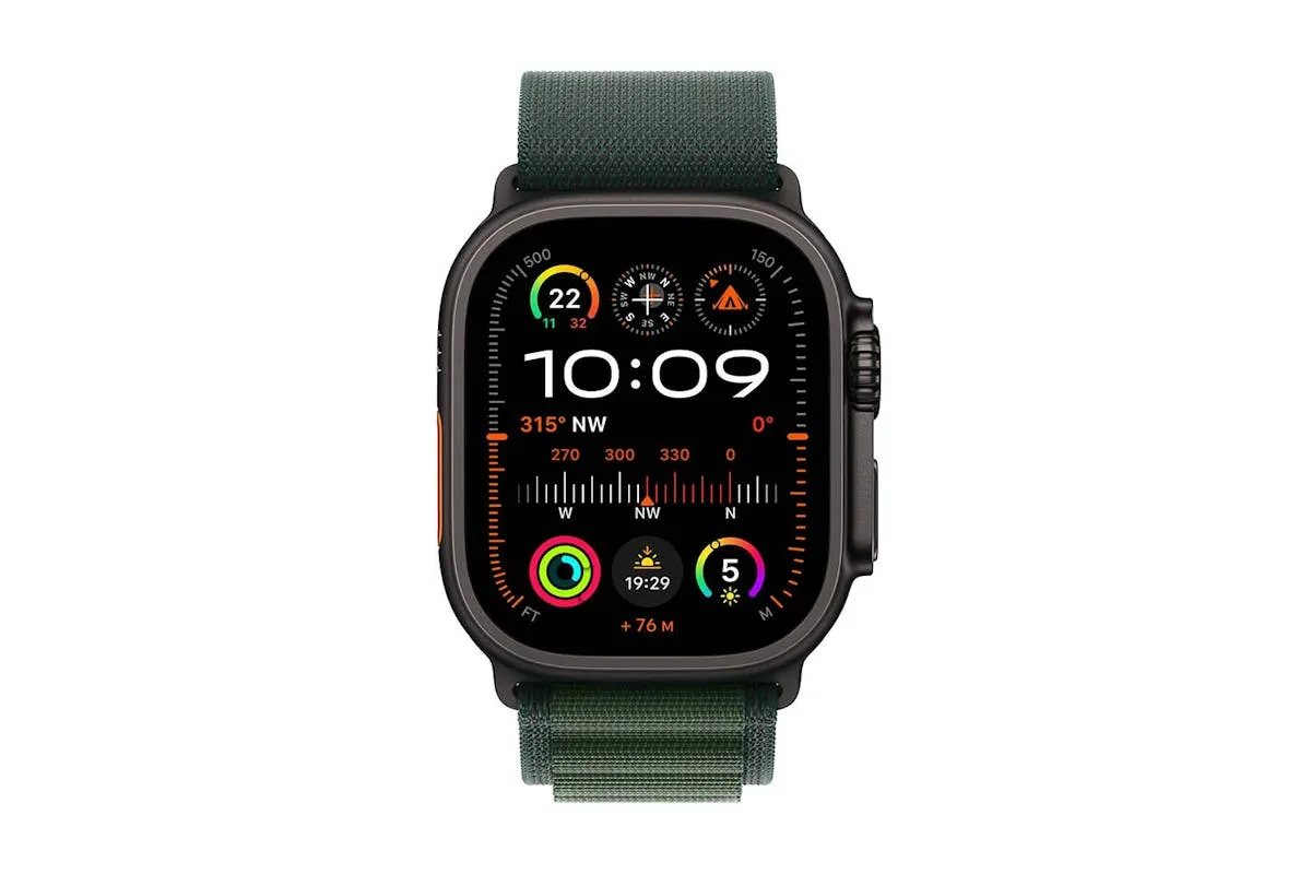 Apple Watch Ultra 2 | 49mm | Black Titanium Case with Dark Green Alpine Loop M