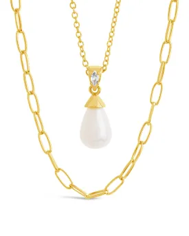 Baroque Pearl & Chain Layered Necklace