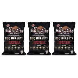 Bear Mountain BBQ Natural Hardwood Gourmet Blend Smoker Pellets, 20 lbs (3 Pack)