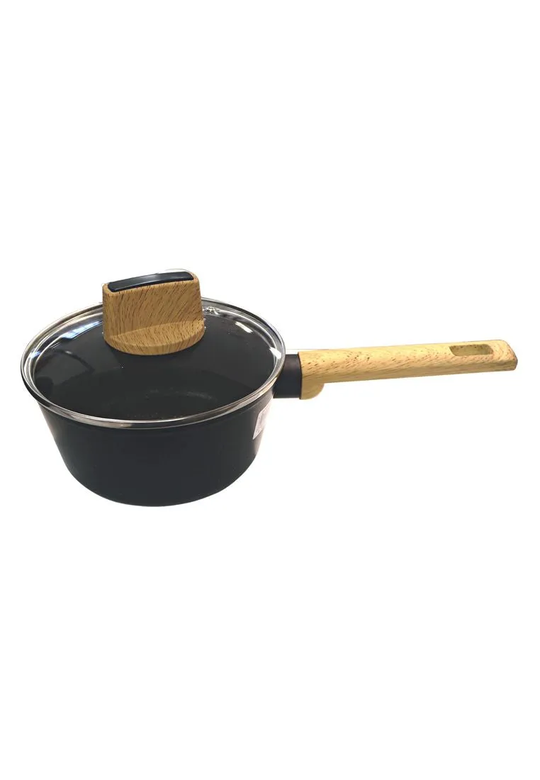 Cuisson Noir Collection Black Saucepan 18cm with Glass Lid