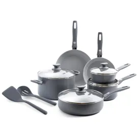 Dover Ceramic Nonstick 12-Piece Cookware Set | Charcoal Gray