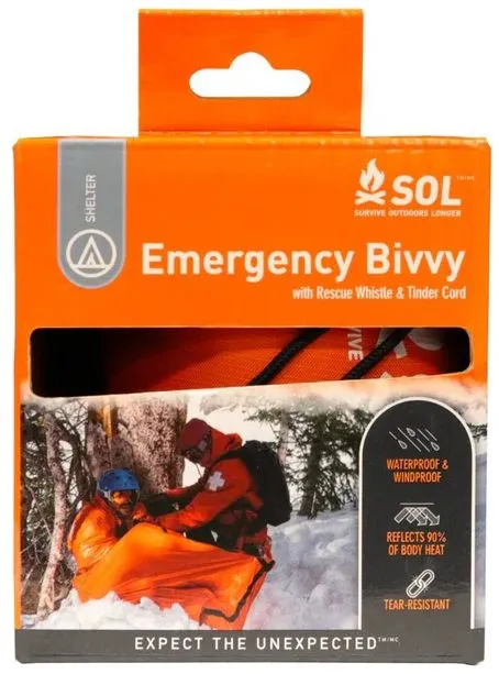 Emergency Bivvy with Rescue Whistle - Orange