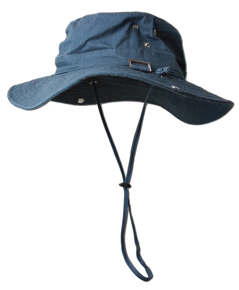 Fishing Draw String Boonie Hat With Top Side Buckle for ID