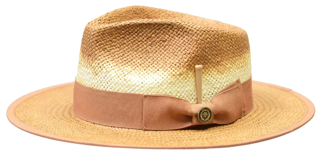 Gian Straw Fedora Hat Wide Flat Brim