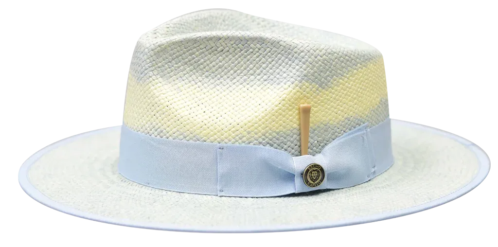 Gian Straw Fedora Hat Wide Flat Brim