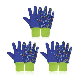 Handlandy 3 Pairs Kids Gardening Glove Cotton Outdoor Durability 5096