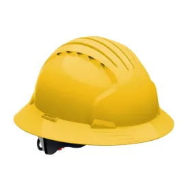 JSP 280-EV6161-20 Full Brim Hard Hat with HDPE Shell, 6-Point Polyester Suspension and Wheel Ratchet Adjustment