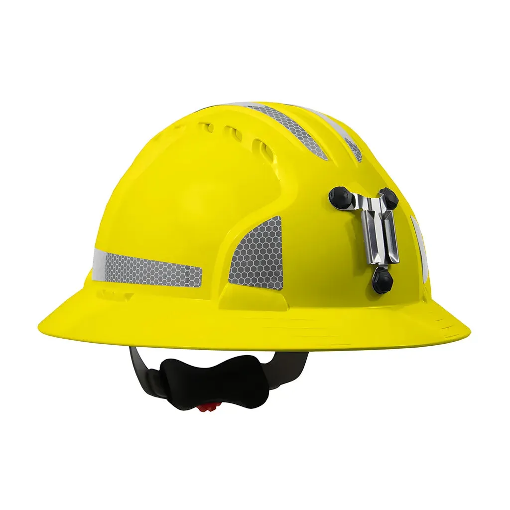 JSP 280-EV6161MCR2-20 Full Brim Mining Hard Hat with HDPE Shell, 6-Point Polyester Suspension, Wheel Ratchet Adjustment and CR2 Reflective Kit