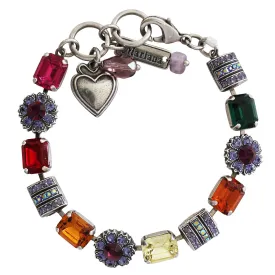 Mariana "Crown Jewels" Silver Plated Baguette Rectangle Floral Crystal Bracelet, 4099 333