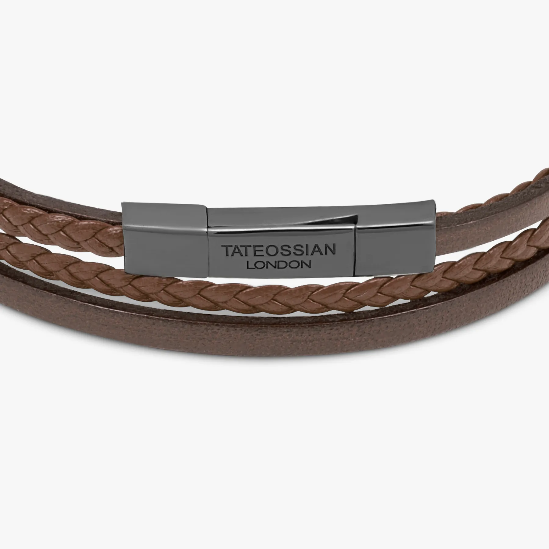 Mini Click Fettuccine Multi-Strand Leather Bracelet In Brown