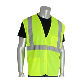 PIP 302-0702-LY/L ANSI Type R Class 2 Two Pocket Value Mesh Vest