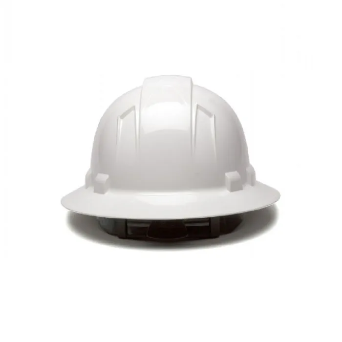 Pyramex Ridgeline HP54110 4 Point Standard Ratchet Full Brim Hard Hat, White, One Size, 1 Each