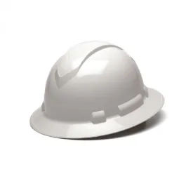 Pyramex Ridgeline HP54110 4 Point Standard Ratchet Full Brim Hard Hat, White, One Size, 1 Each