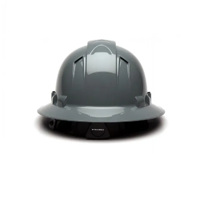 Pyramex Ridgeline HP54113V 4 Point Vented Ratchet Full Brim Hard Hat, Slate Gray, One Size, 1 Each