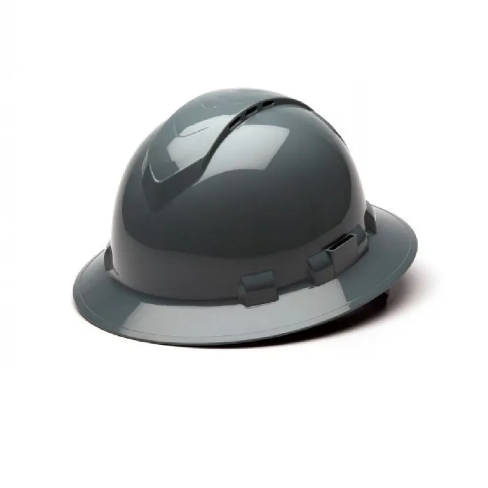 Pyramex Ridgeline HP54113V 4 Point Vented Ratchet Full Brim Hard Hat, Slate Gray, One Size, 1 Each