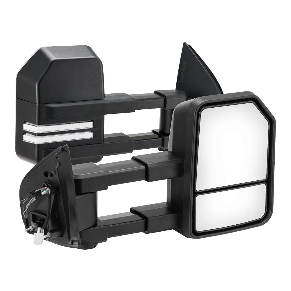 San Hima Pair Extendable Towing Mirrors for Isuzu MU-X MY2013-MY2019 Black