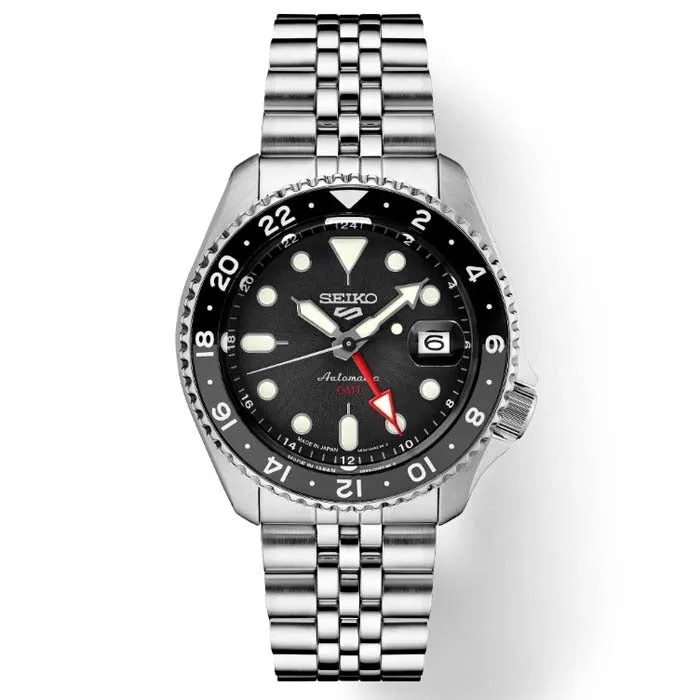 Seiko 42MM Automatic Black Dial 5 Sports SKX GMT Series Watch in Stainless Steel