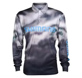 Shimano Technical Sublimated Fishing Shirt Charcoal Camo