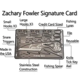 Zachary Fowler Signature Survival Card : Credit Card Size Survival Bushcraft kit